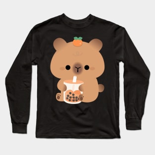 Capybara Boba Tea Long Sleeve T-Shirt